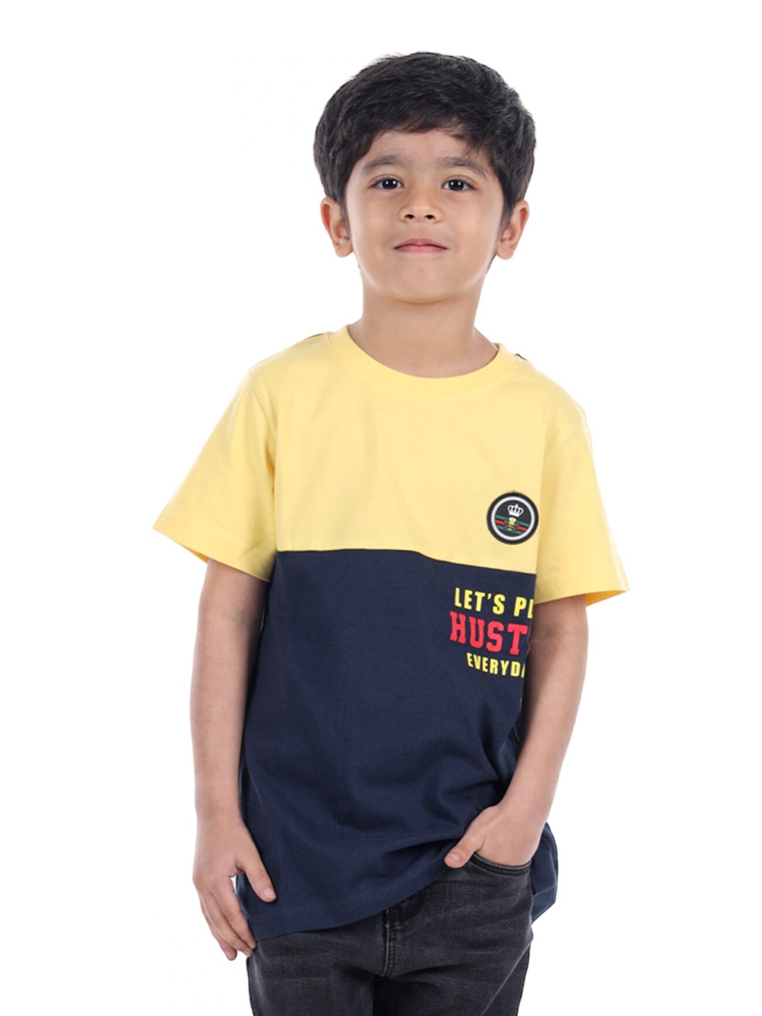 

3PIN Boys Colourblocked Cotton T-Shirt, Navy blue