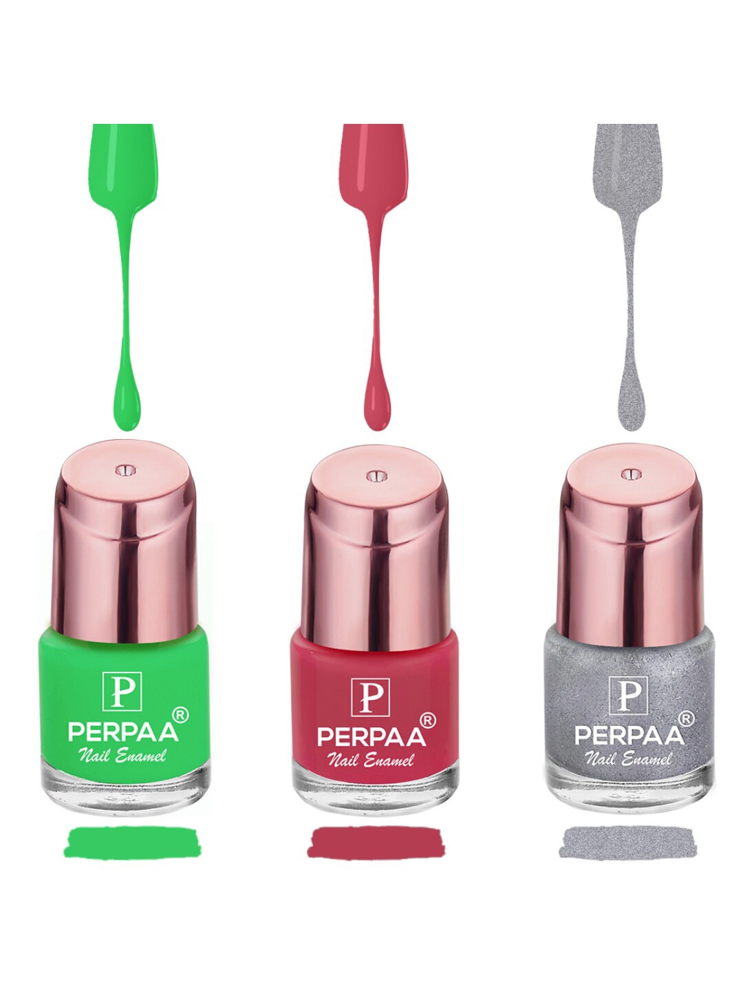 

PERPAA Set of 3 Quick-Drying Long-Lasting Gel Based Nail Polishes - 6 ml Each, Green