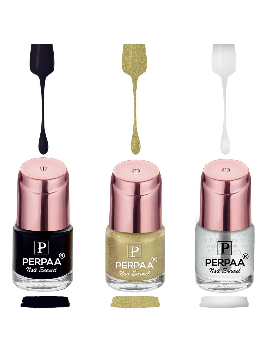 

PERPAA Set Of 3 Quick-Drying Long-Lasting Gel Based Nail Polishes - 6 ml Each, Black
