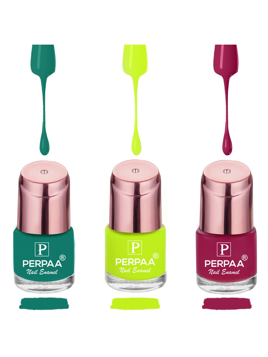 

PERPAA Set of 3 Quick-Drying Long-Lasting Gel Based Nail Polishes - 6 ml Each, Green