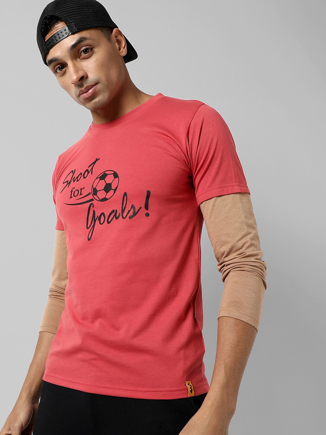 

Campus Sutra Typography Printed Cotton T-shirt, Red
