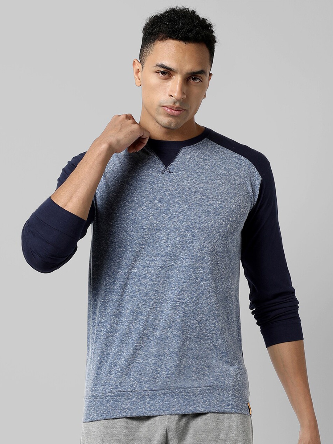 

Campus Sutra Long Sleeve Cotton T-shirt, Blue