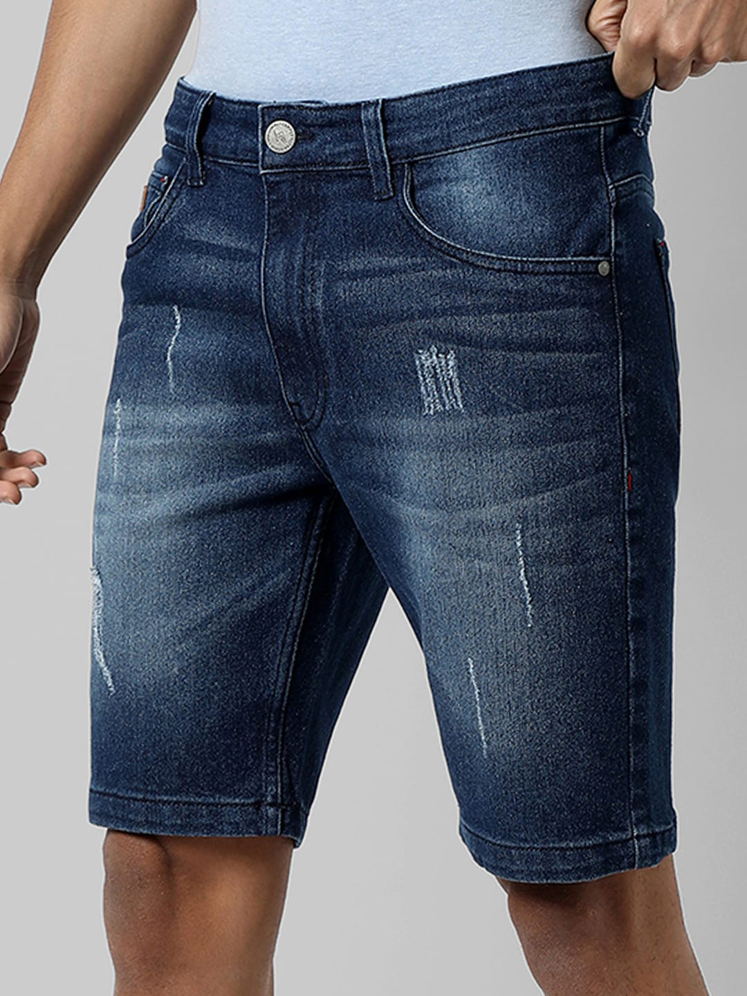 

Campus Sutra Men Washed Denim Outdoor Denim Shorts, Blue