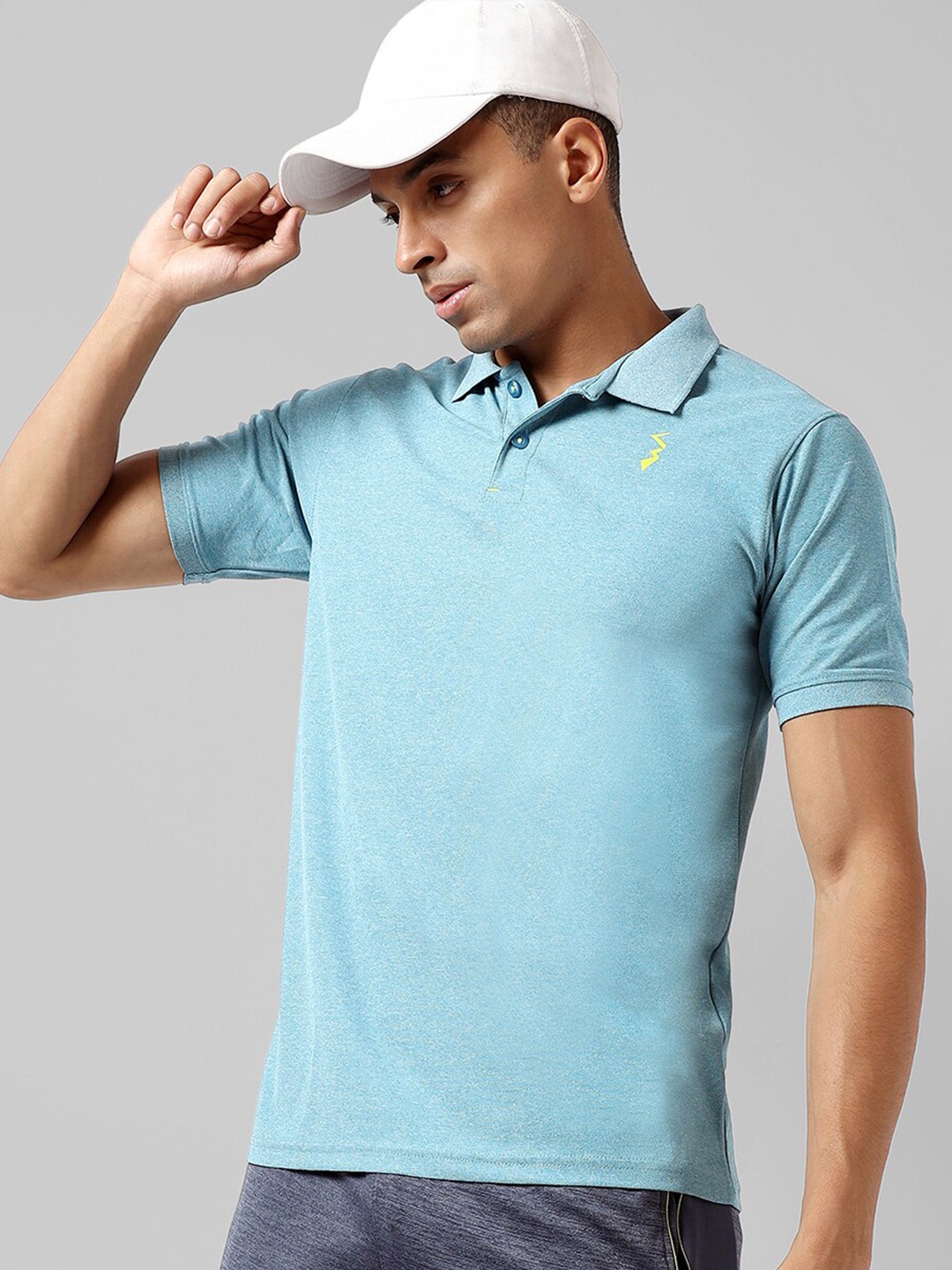 

Campus Sutra Short Sleeve Polo Collar Activewear T-shirt, Blue