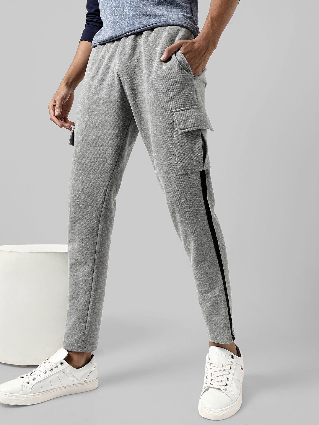 

Campus Sutra Men Regular Fit Cotton Track Pants, Grey