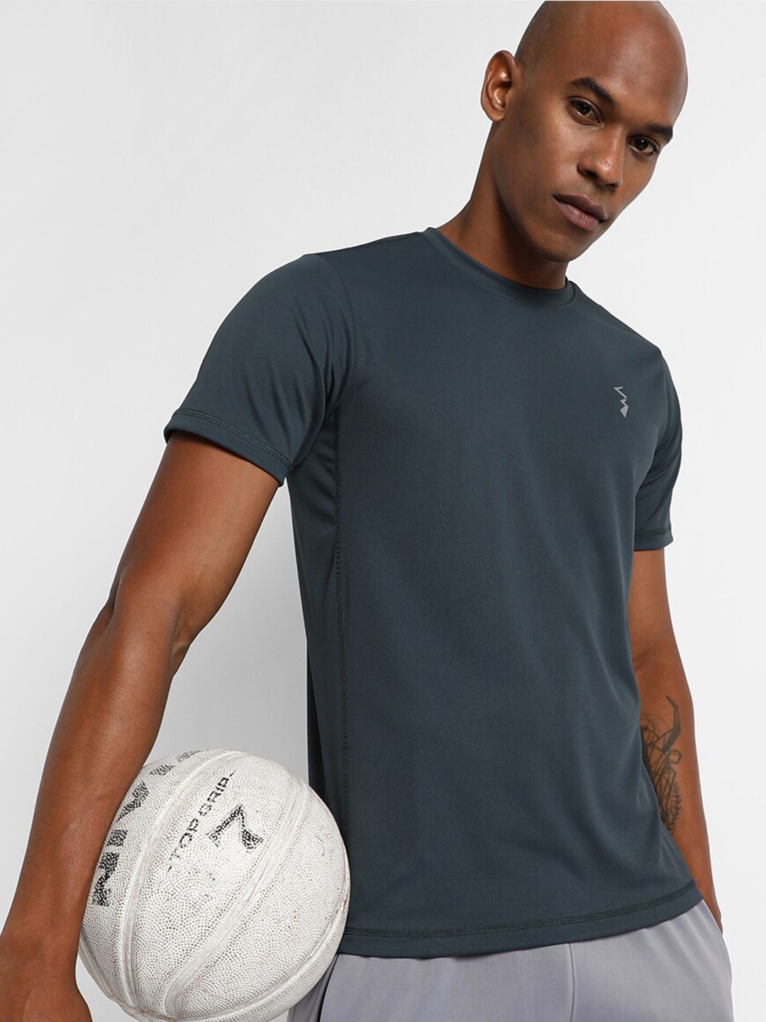 

Campus Sutra Short Sleeve Round Neck Activewear T-shirt, Charcoal