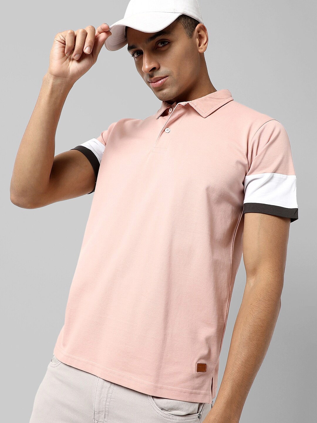 

Campus Sutra Polo Collar Cotton T-shirt, Pink