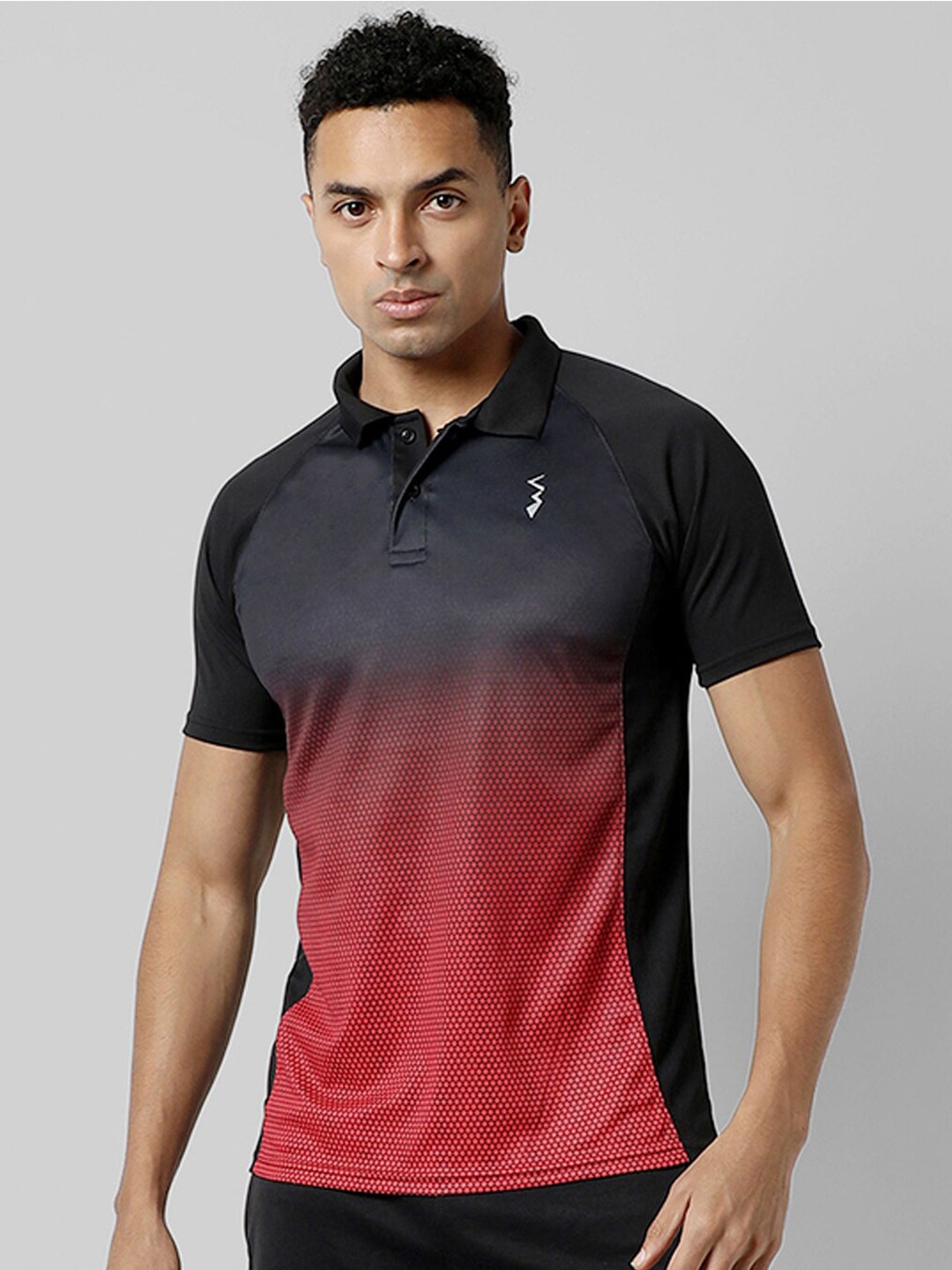 

Campus Sutra Polo Collar Raglan Sleeves Gym T-shirt, Black
