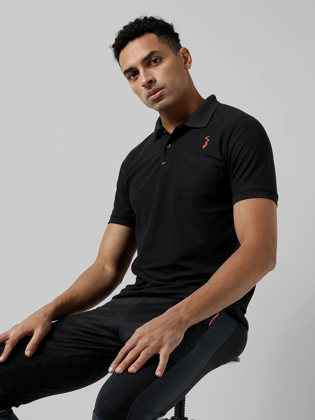 

Campus Sutra Polo Collar Cotton T-shirt, Black