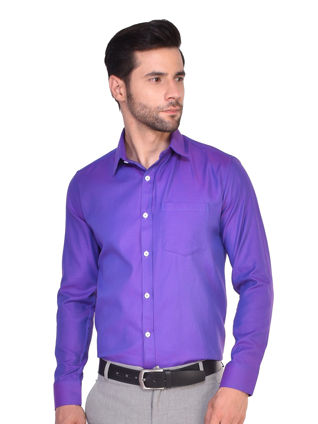 

PARASSIO CLOTHINGS India Slim Spread Collar Formal Shirt, Blue