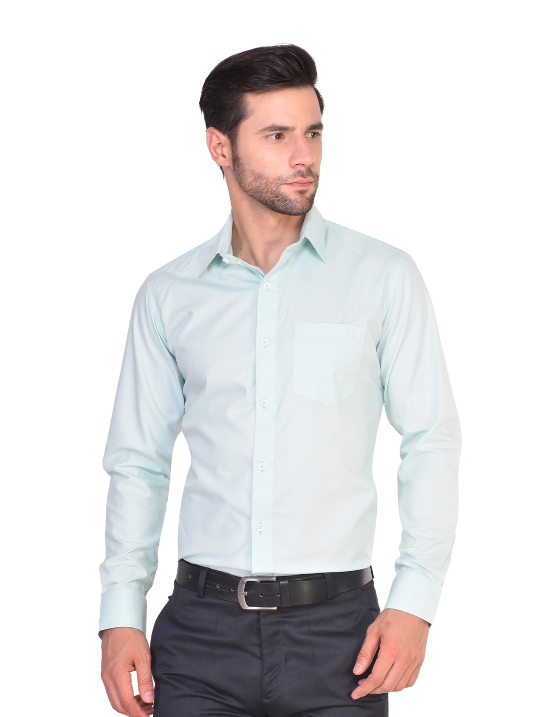 

PARASSIO CLOTHINGS India Slim Spread Collar Slim Fit Formal Shirt, Blue