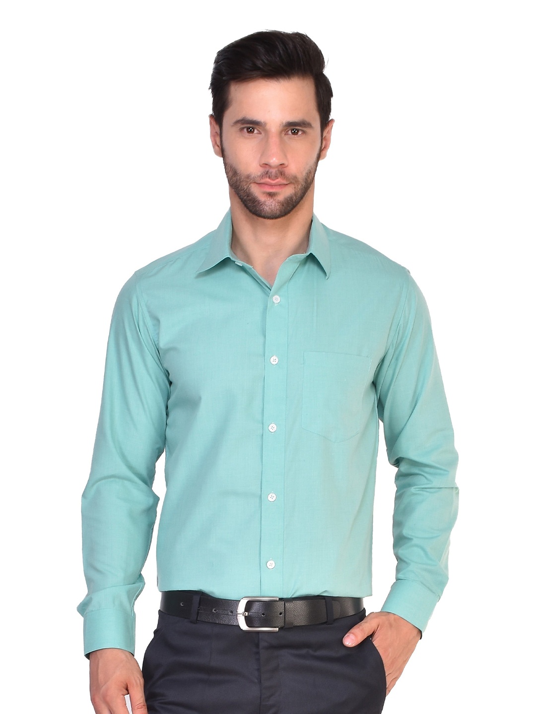 

PARASSIO CLOTHINGS India Slim Spread Collar Formal Shirt, Teal