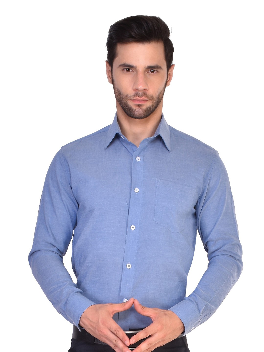 

PARASSIO CLOTHINGS India Slim Spread Collar Formal Shirt, Blue