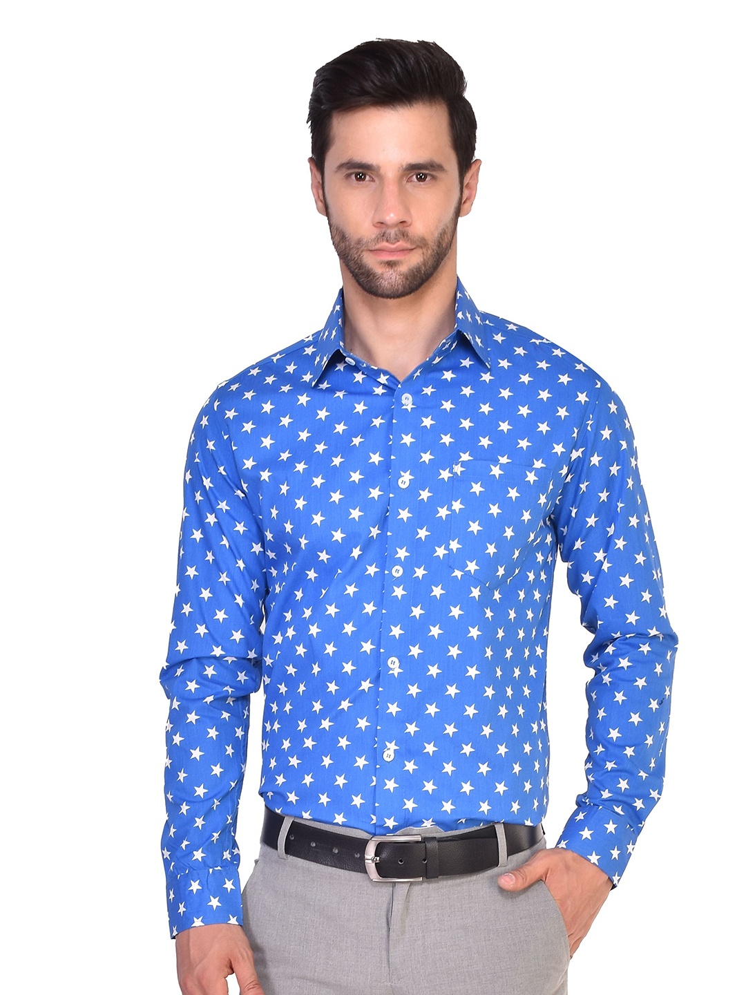

PARASSIO CLOTHINGS India Slim conversational printed Spread Collar Slim Fit Formal Shirt, Blue