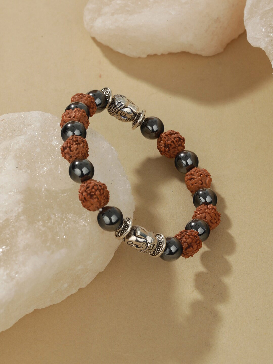 

Priyaasi Men Silver-Plated Rudraksha Bracelet
