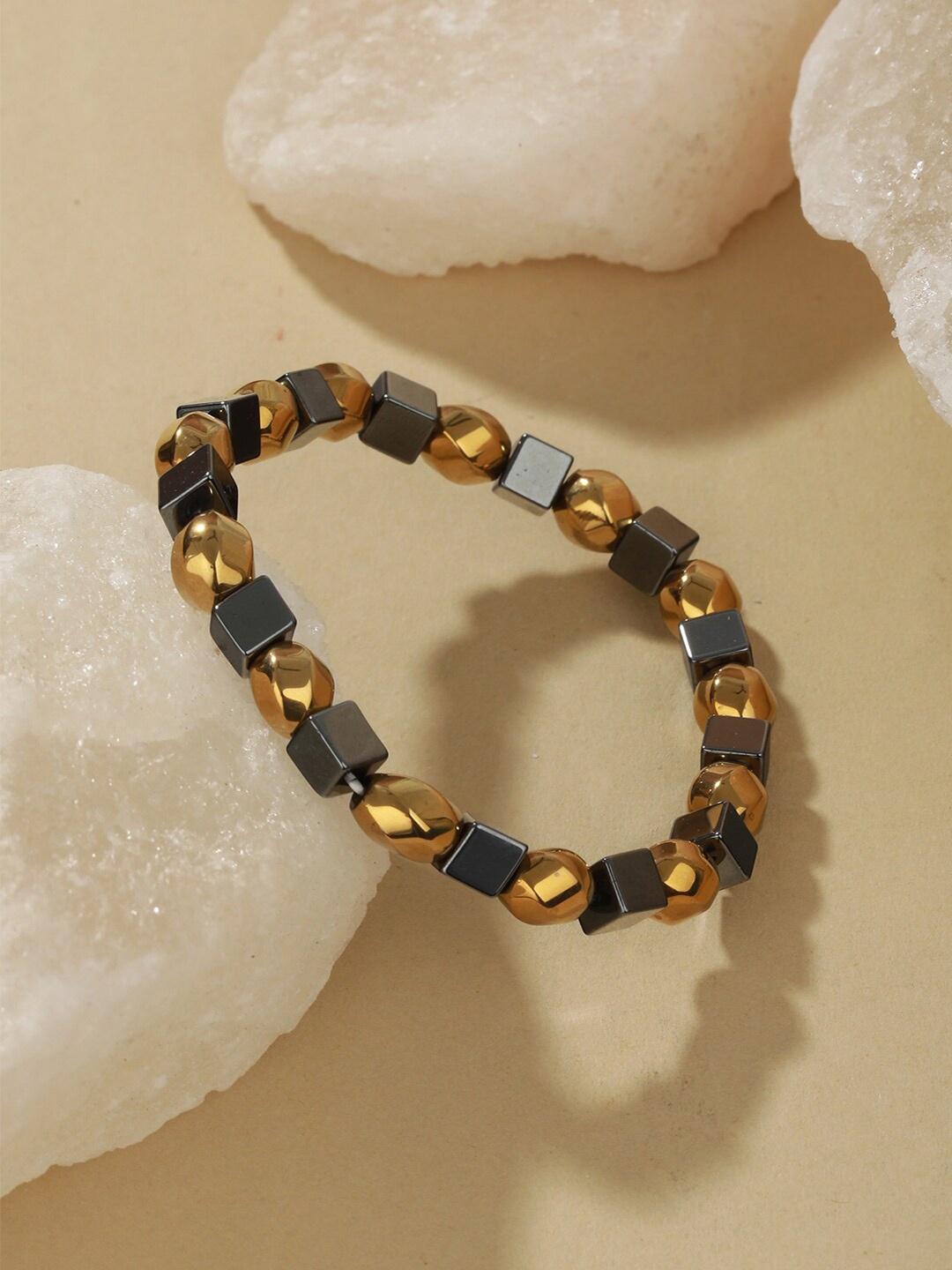 

Priyaasi Men Gold-Plated Twisted Sphere Cube Bracelet
