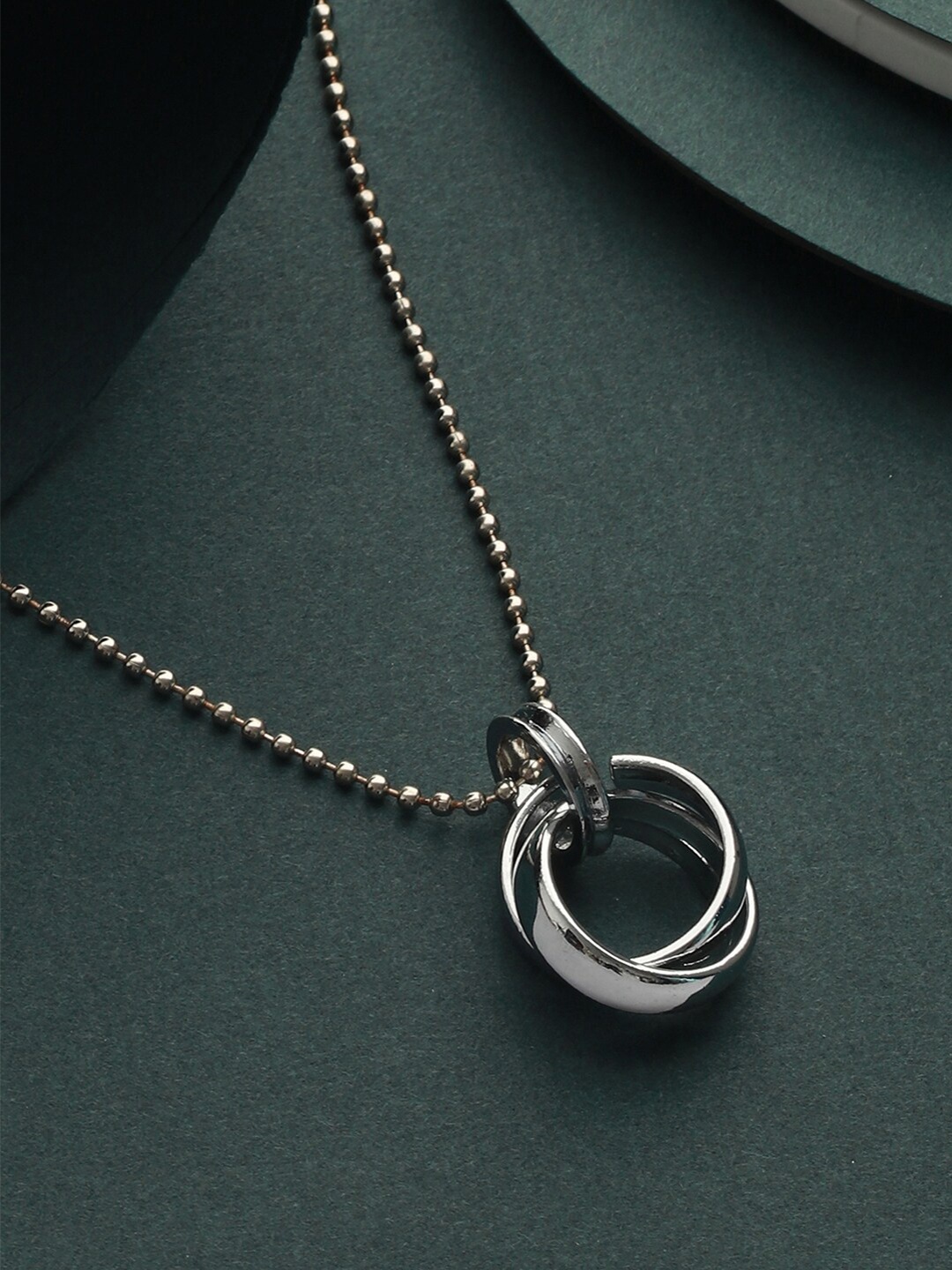 

Priyaasi Men Silver-Plated Rings Pendant Chain