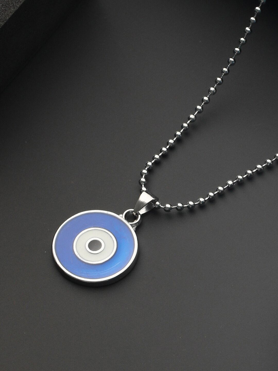 

Priyaasi Men Silver-Plated Evil Eye Pendant Chain
