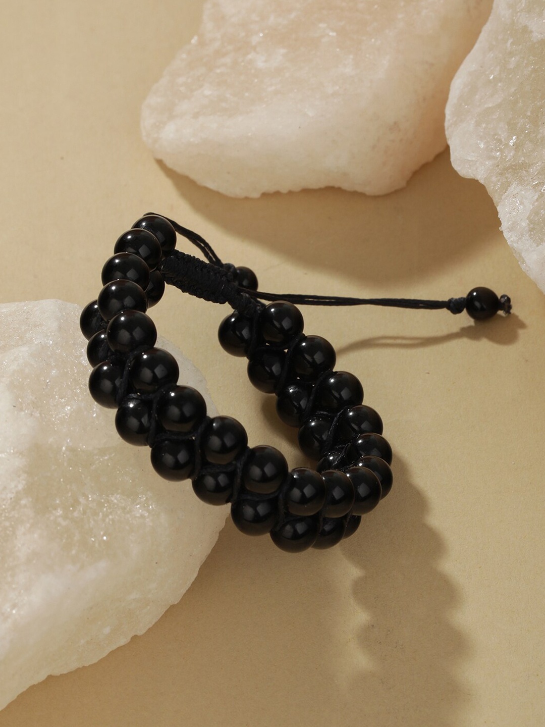 

Priyaasi Men Beaded Wraparound Bracelet, Black