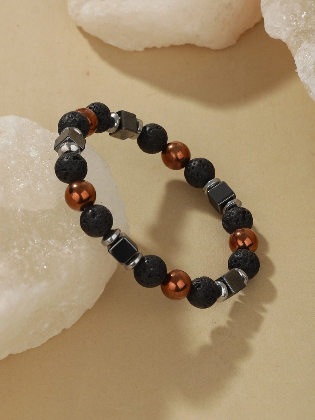 

Priyaasi Men Silver-Plated Beaded Bracelet