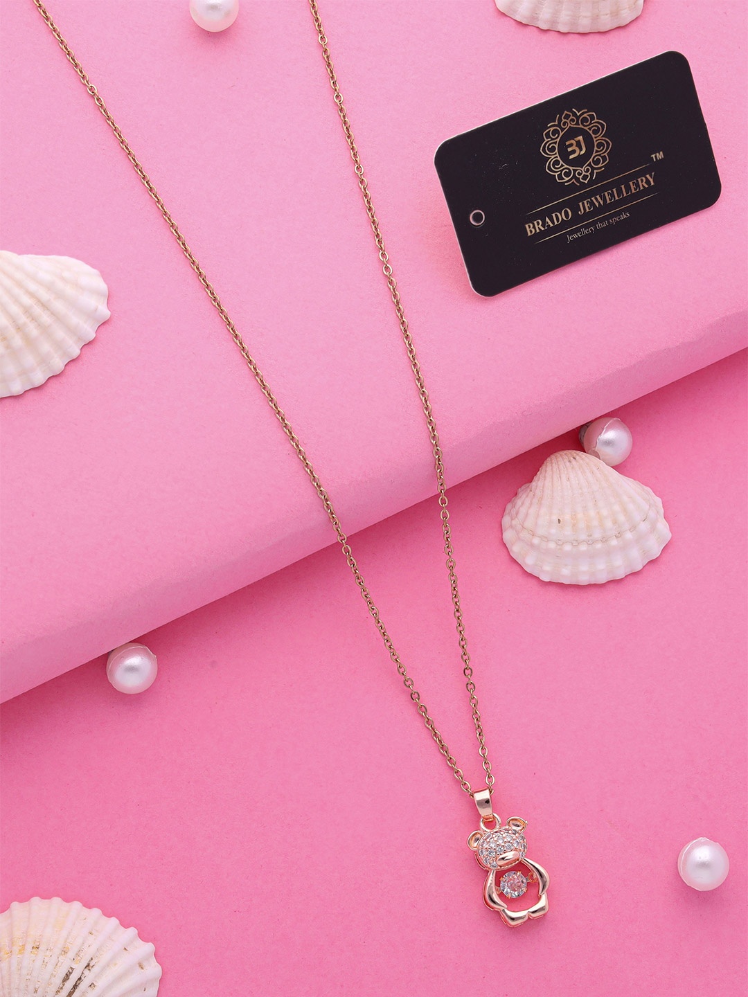 

Brado Jewellery Rose Gold-Plated Cubic Zirconia Studded Necklace