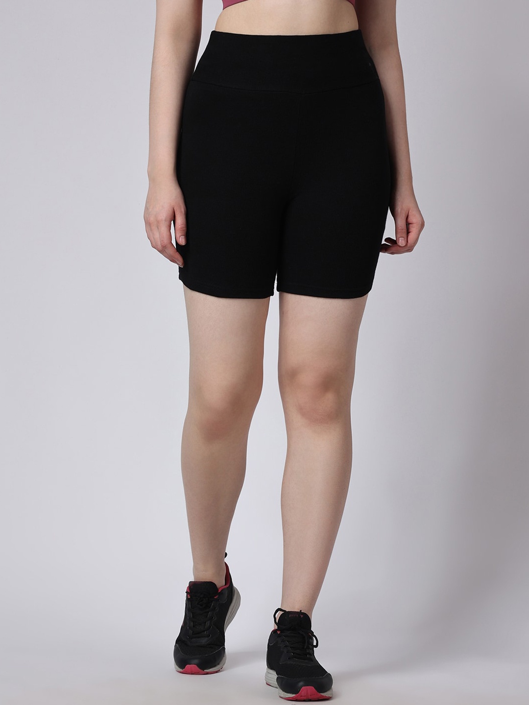 

The Label Bar Women Skinny Fit Running Sports Shorts, Black
