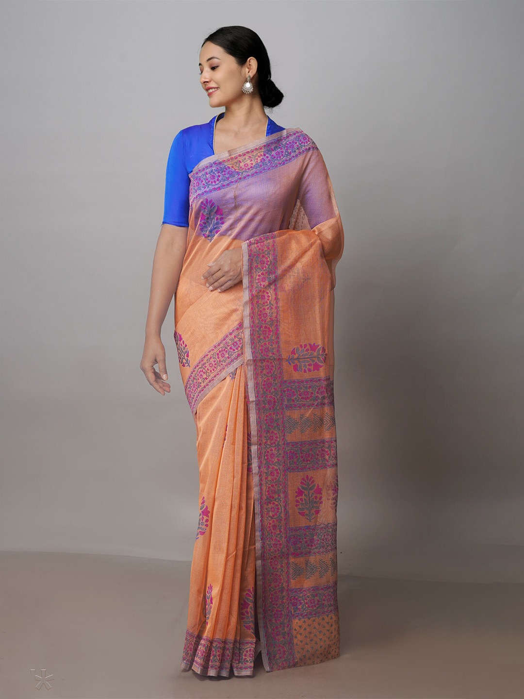 

Unnati Silks Ethnic Motifs Printed Banarasi Saree, Orange