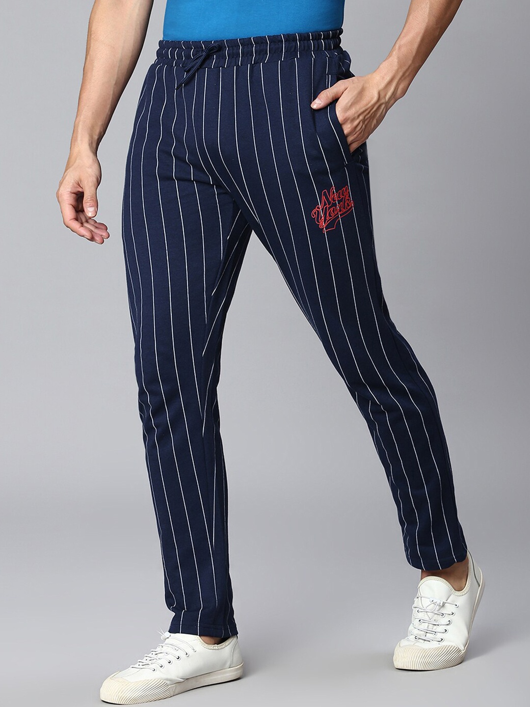 

Hubberholme Men Striped Regular Fit Itch-Free Track Pant, Navy blue