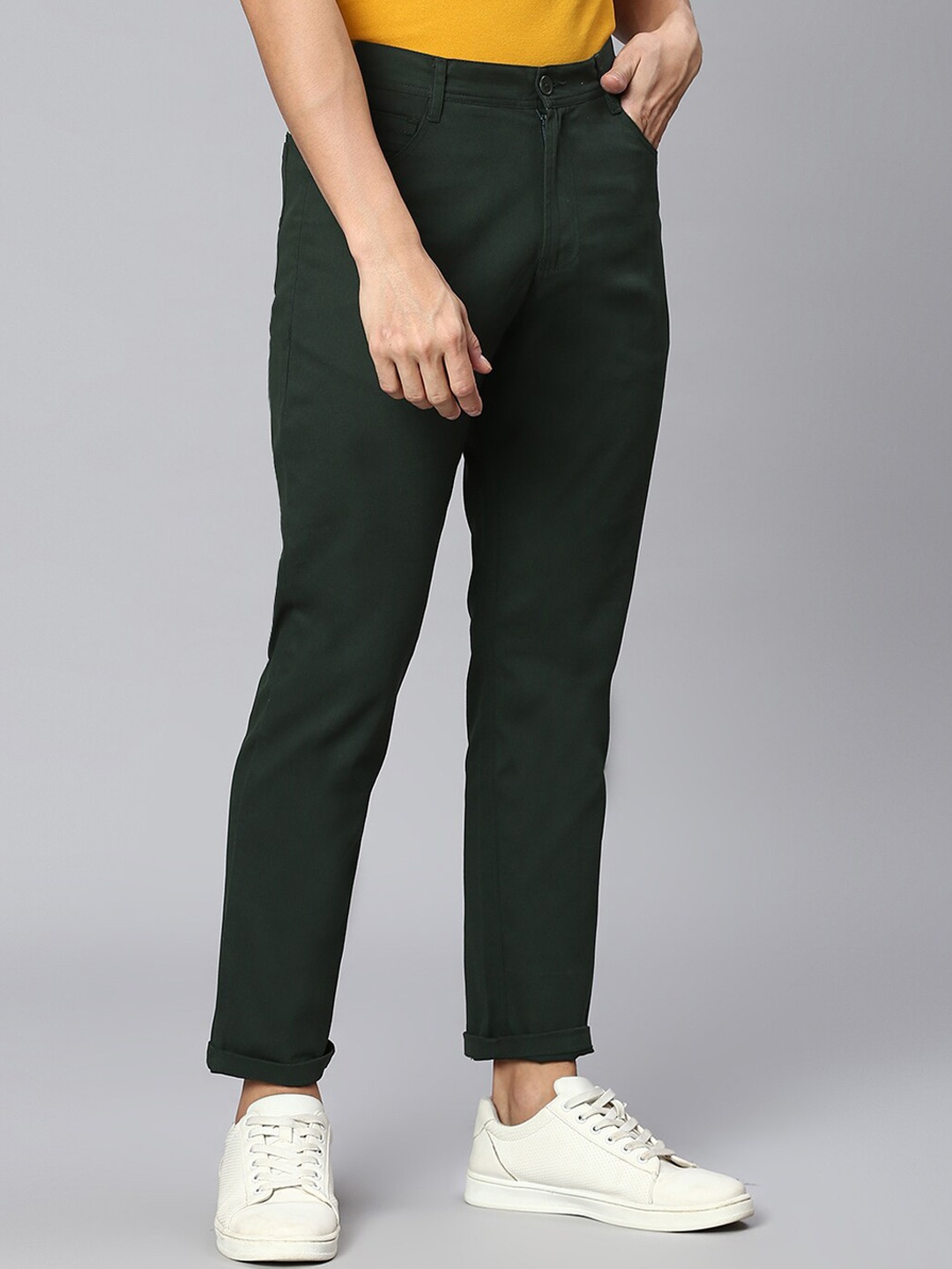 

Hubberholme Men Smart Tapered Fit Easy Wash Chinos, Green