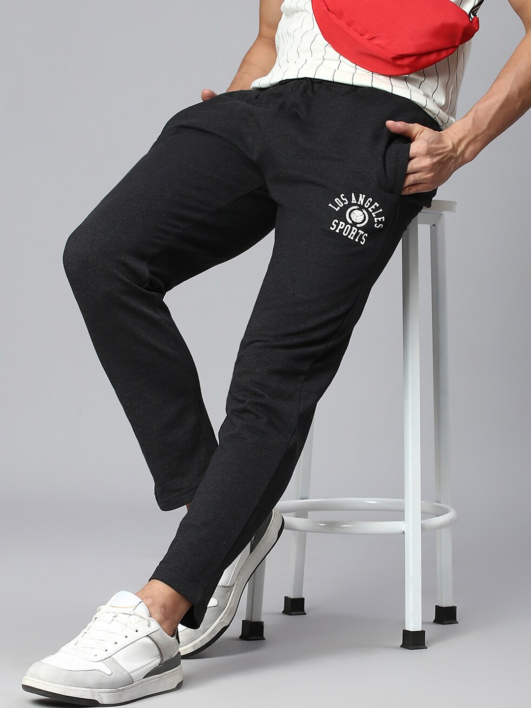 

Hubberholme Men Regular Fit Mid-Rise Track Pants, Charcoal