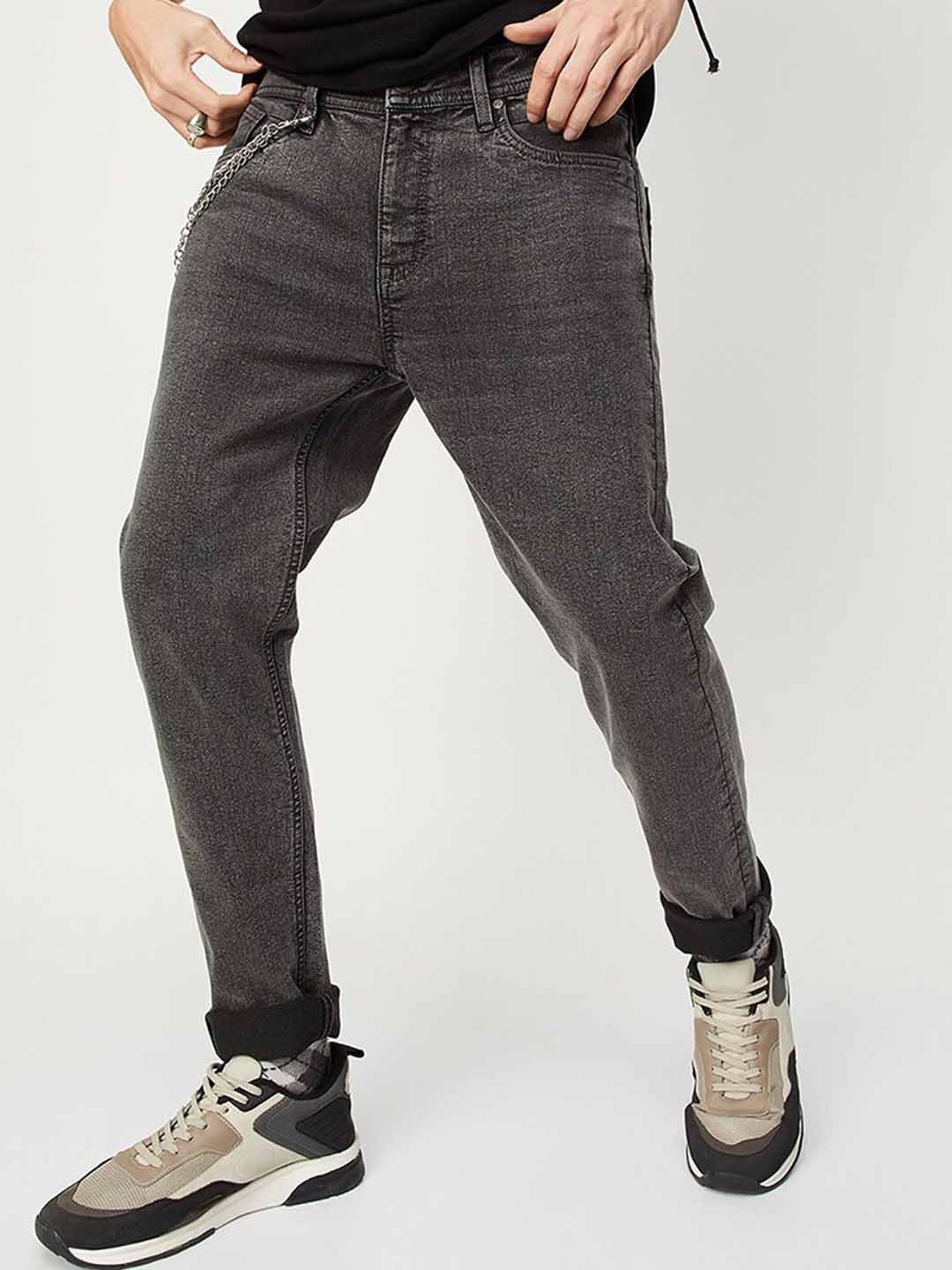 

max Men Mid-Rise Stretchable Jeans, Grey