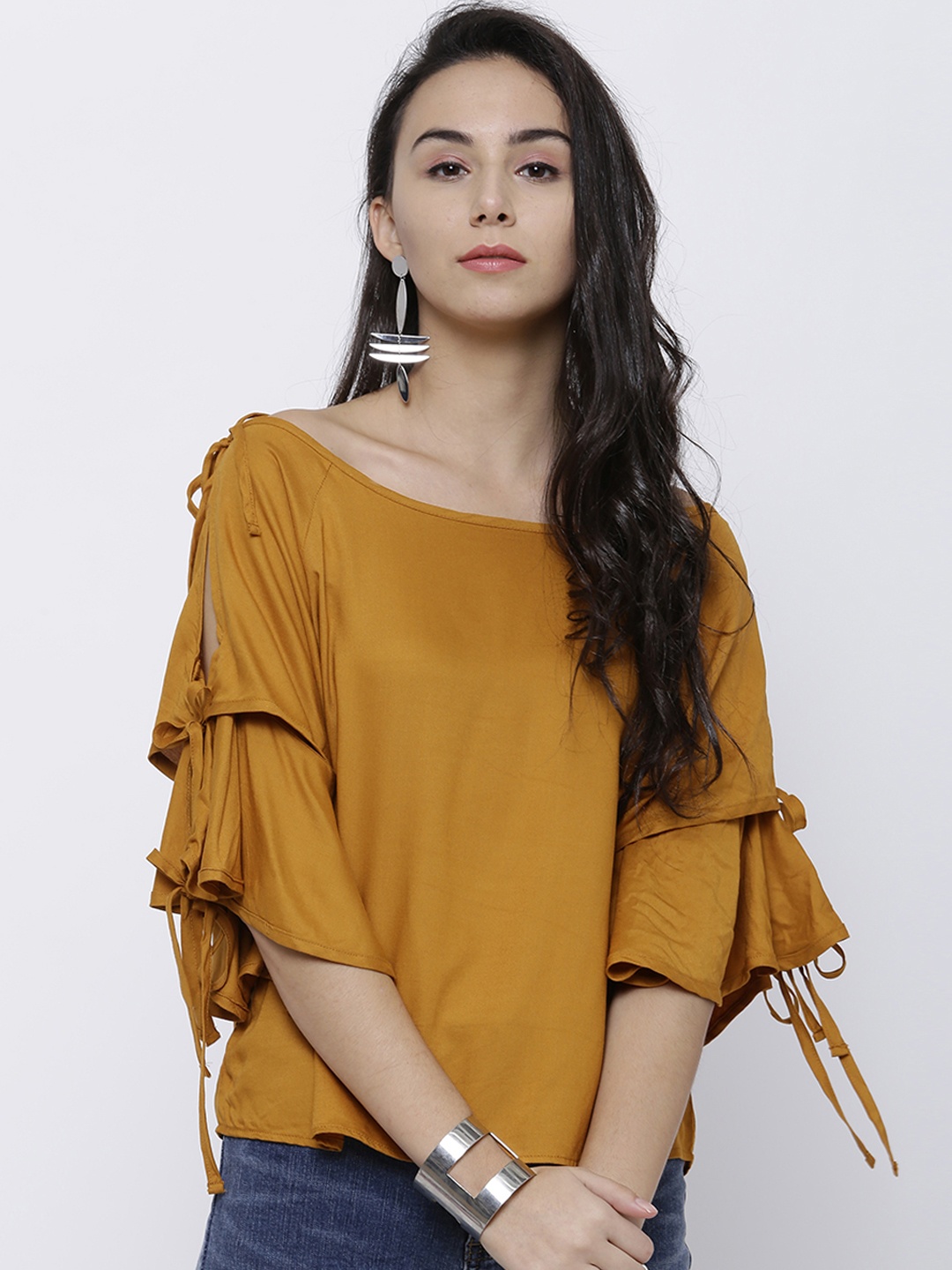 

Tokyo Talkies Women Mustard Solid Top
