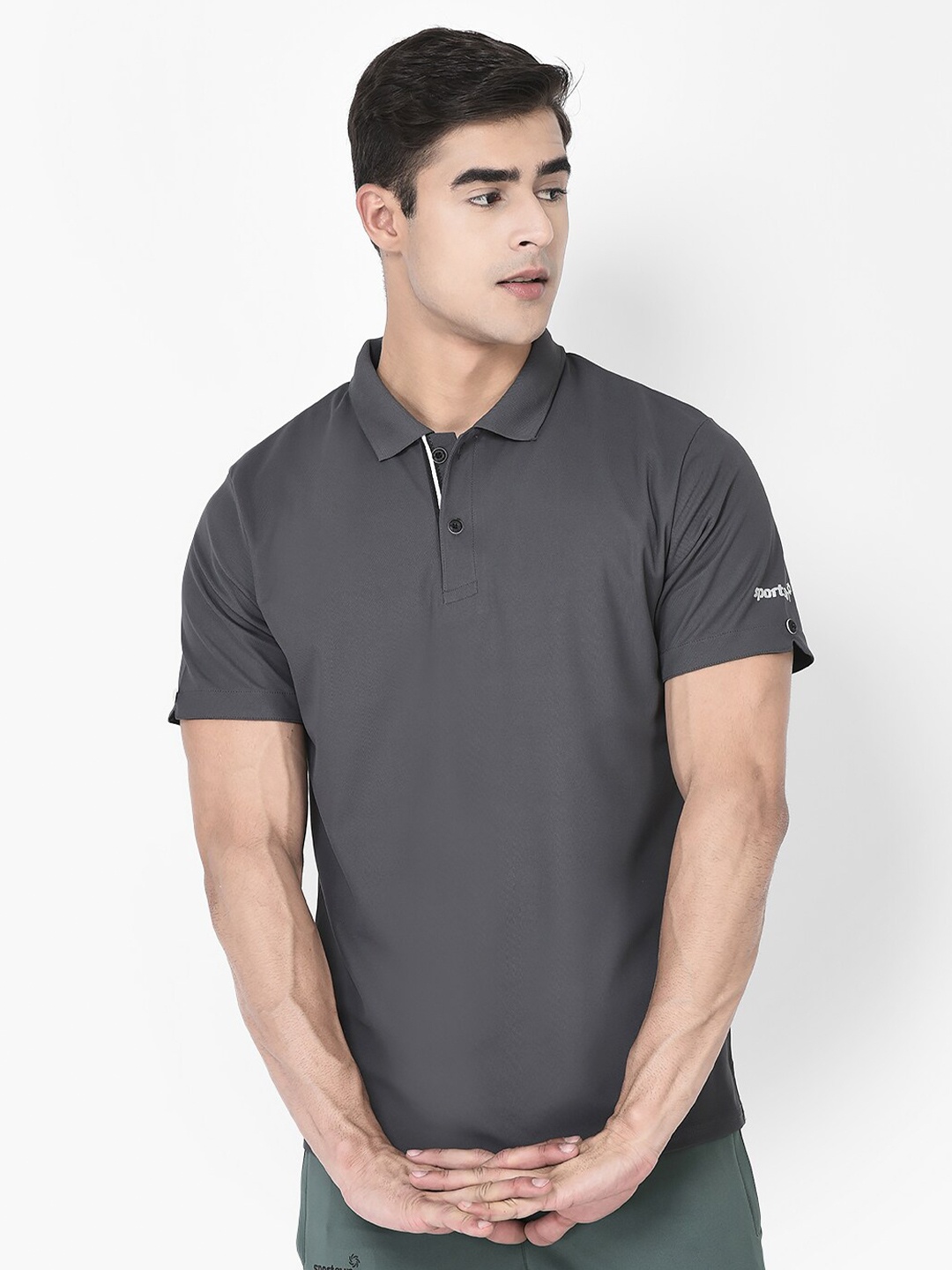 

SPORT SUN Short Sleeve Polo Collar Dry Fit T-shirt, Grey