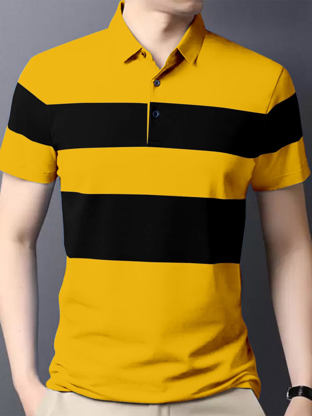 

AUSK Colourblocked Polo Collar Cotton T-shirt, Mustard