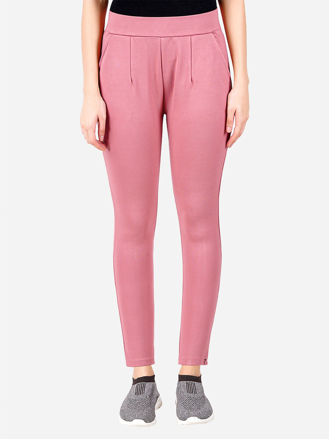 

indian flower Women Mid Rise Skinny Fit Treggings, Peach