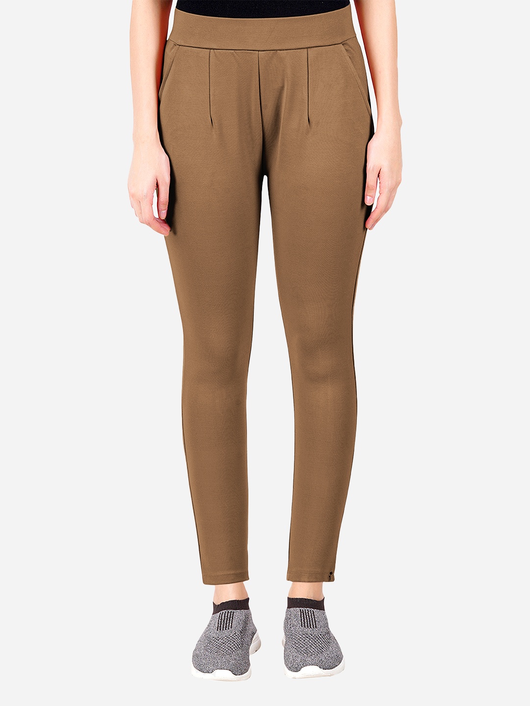 

Indian Flower Women Skinny Fit Treggings, Brown