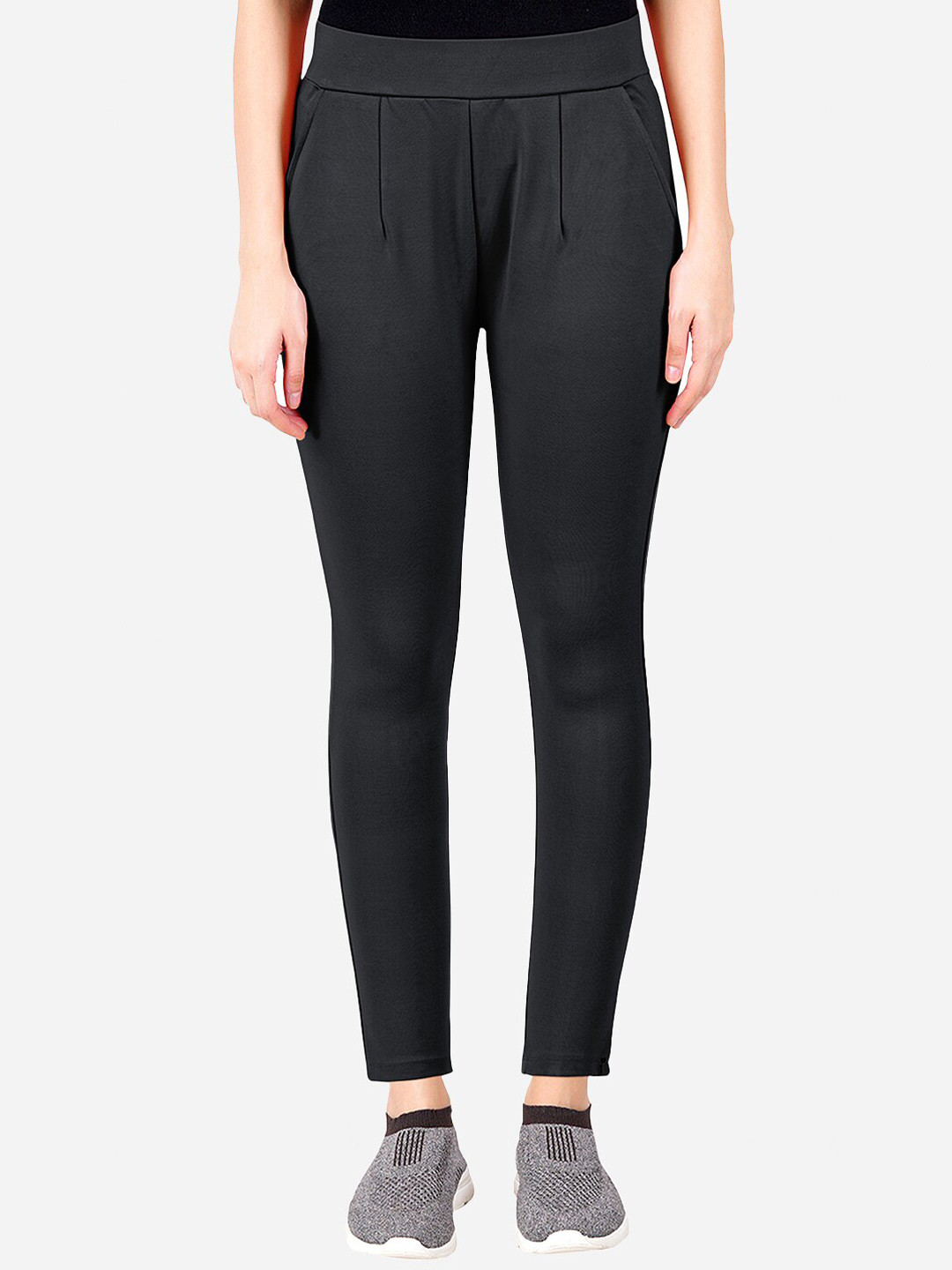 

indian flower Women Mid Rise Skinny Fit Treggings, Black