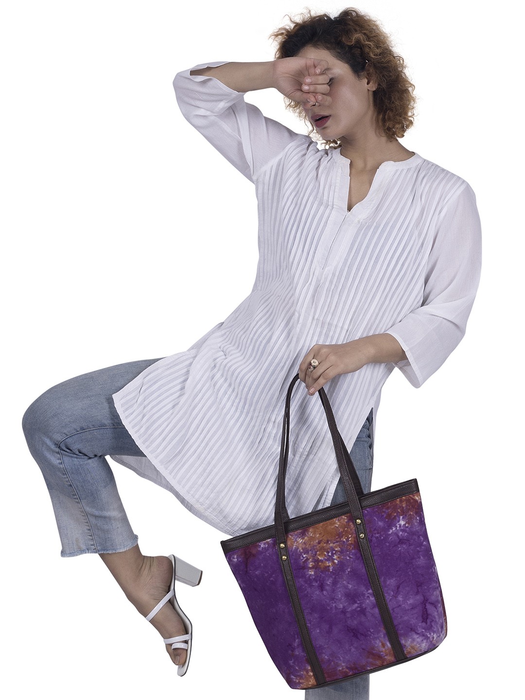 

NEPRI Women Tie & Dye Shopper Tote Bag, Purple