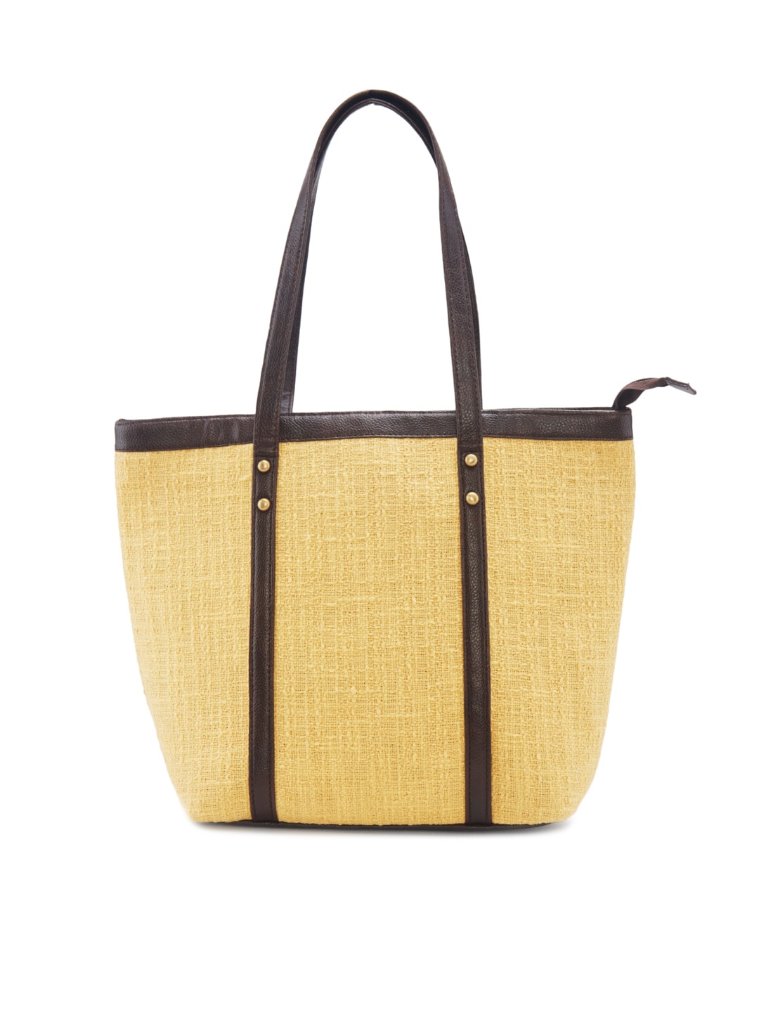 

NEPRI Women Textured Shopper Tote Bag, Yellow