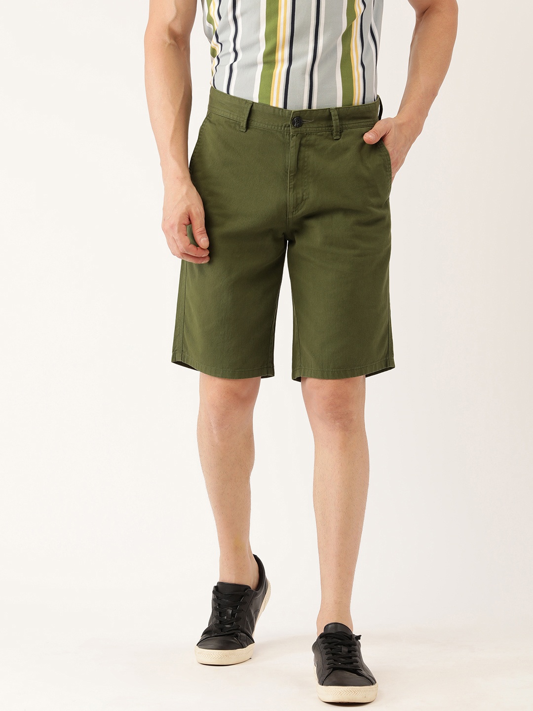 

IVOC Men Pure Cotton Slim Fit Shorts, Green