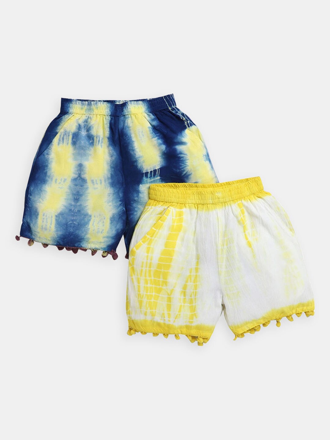 

Hopscotch Girls Pack Of 2 Abstract Printed High-Rise Shorts, Navy blue