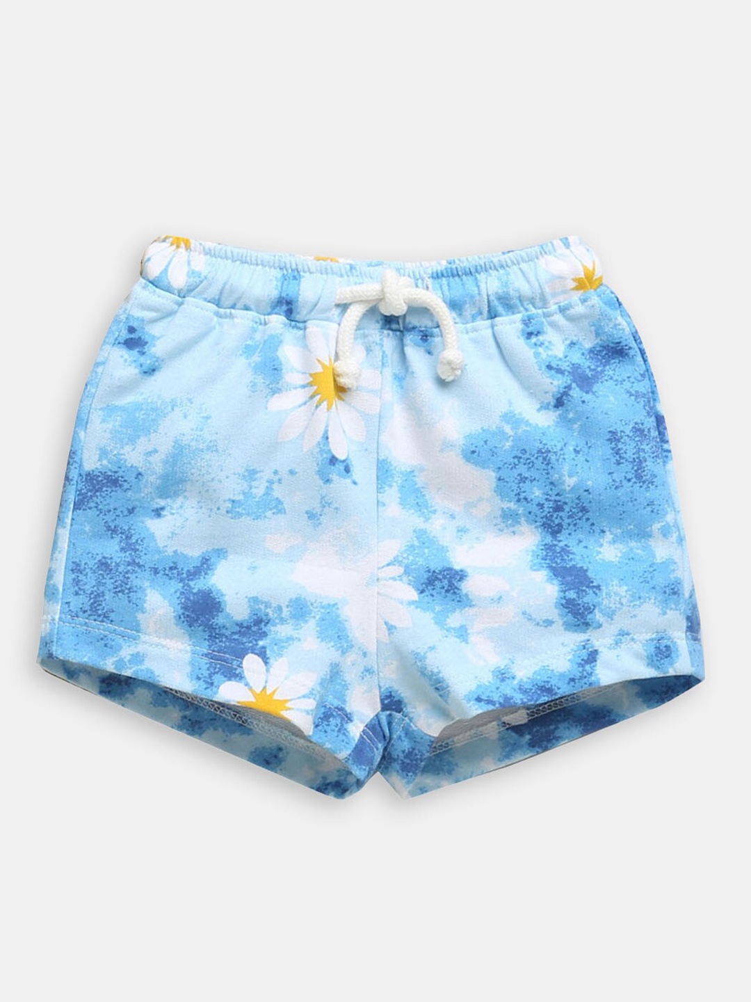 

Hopscotch Girls Washed Printed High-Rise Shorts, Blue