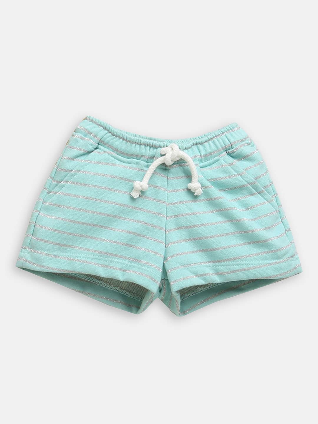 

Hopscotch Girls Blue High-Rise Shorts, Turquoise blue