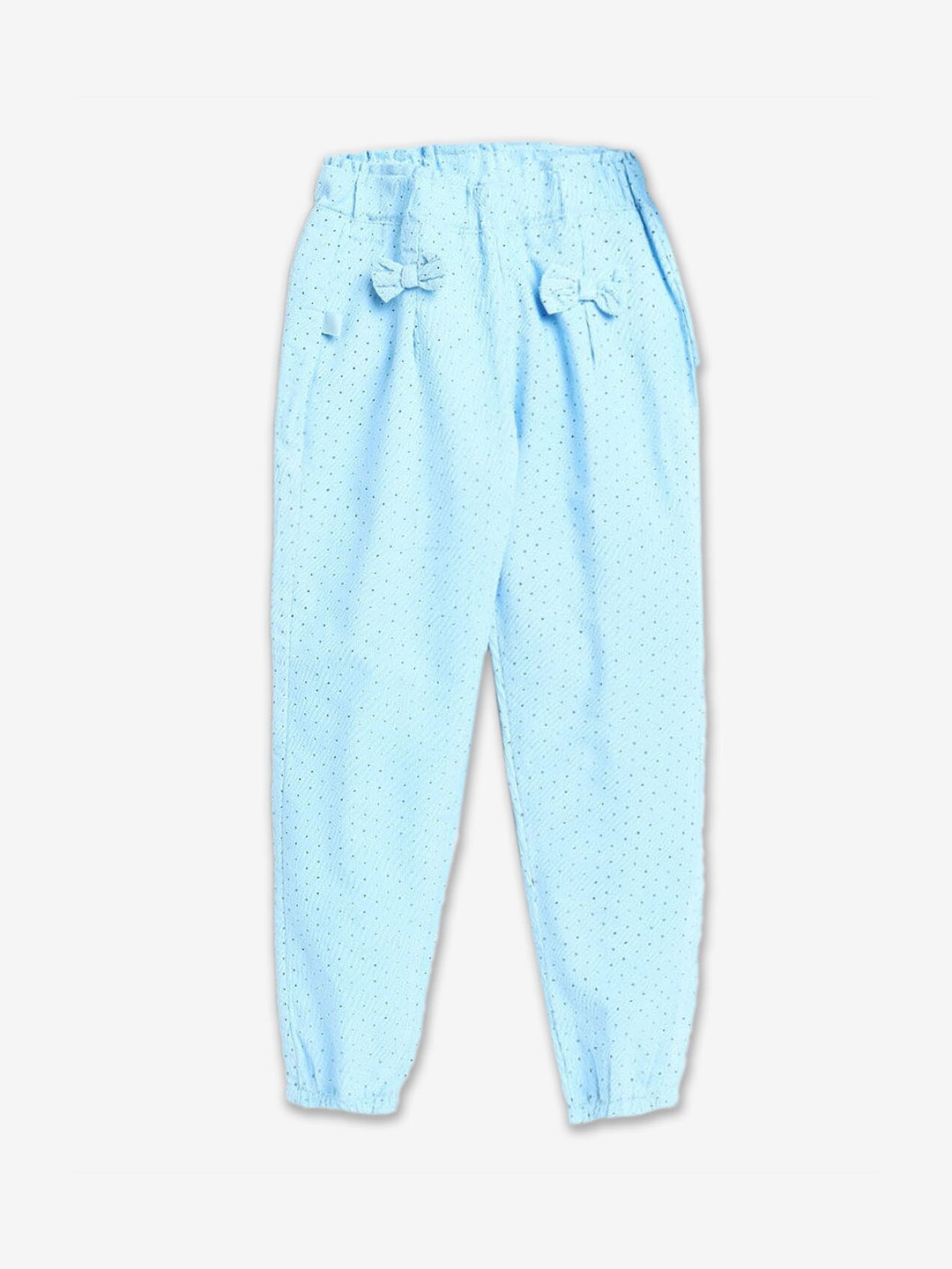 

Hopscotch Girls Polka Dot Printed Relaxed Pleated Cotton Joggers, Blue