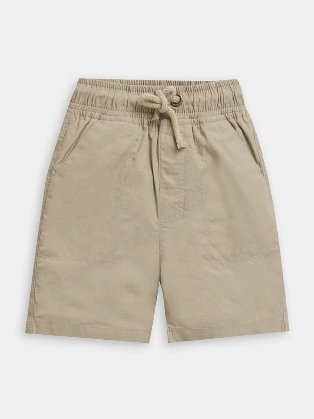 

Hopscotch Boys High-Rise Cotton Shorts, Beige