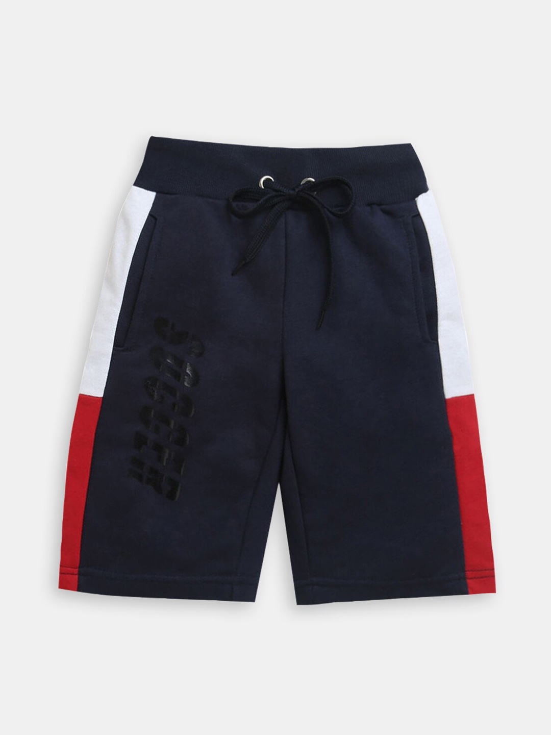 

Hopscotch Boys Colourblocked High-Rise Cotton Shorts, Blue