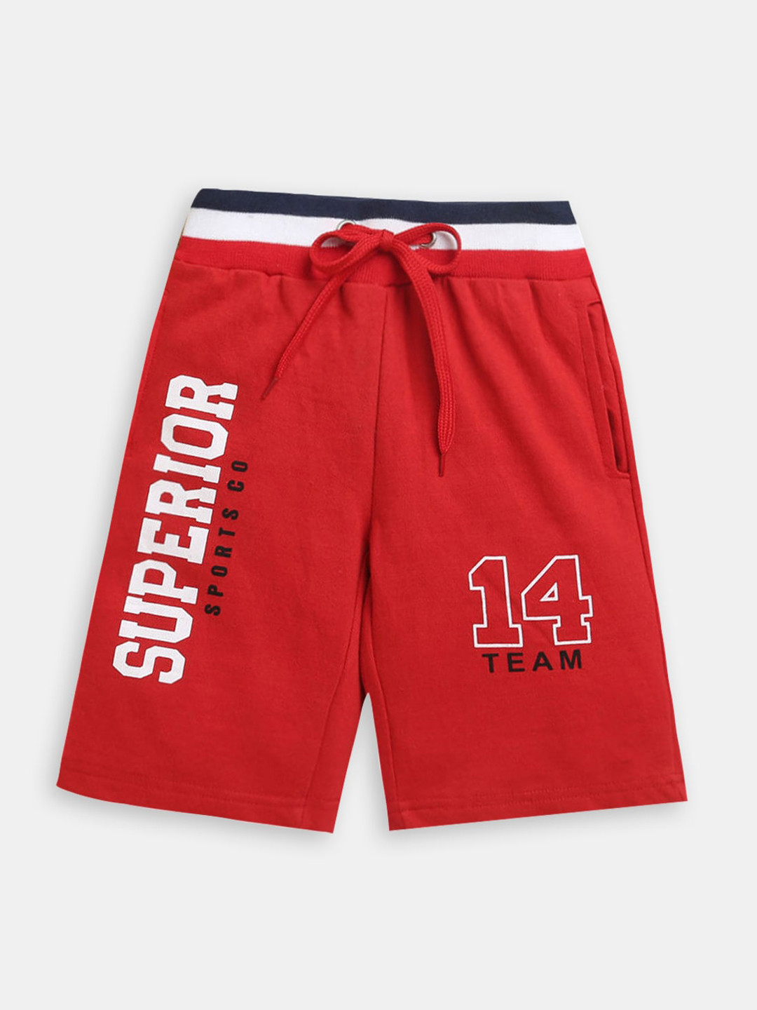 

Hopscotch Boys Printed High-Rise Cotton Shorts, Red