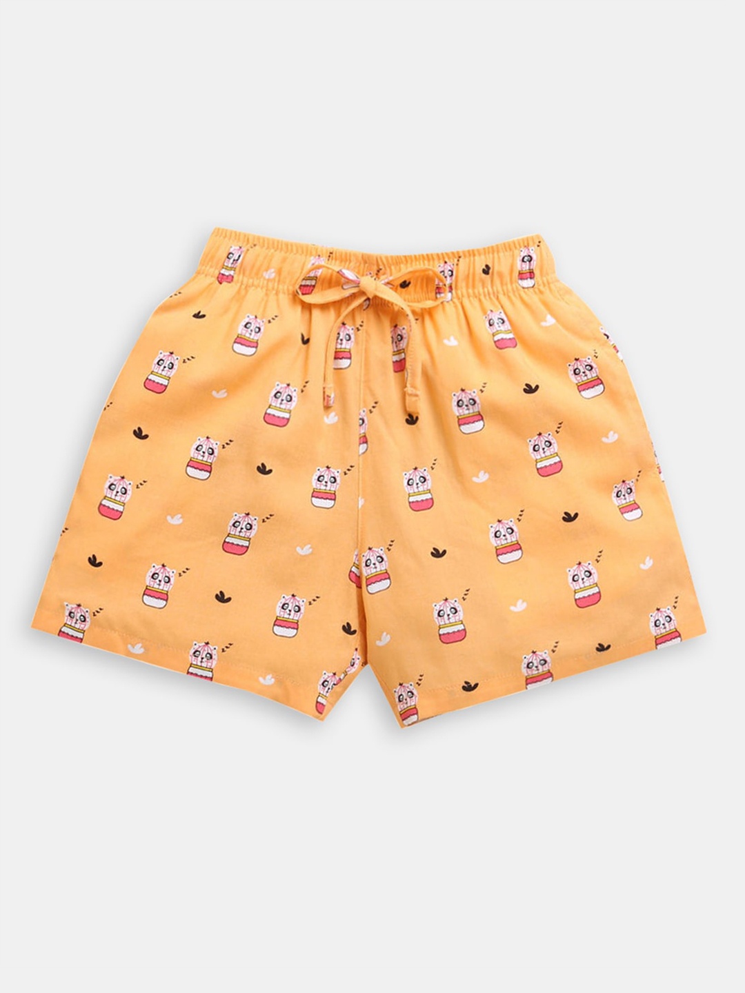 

Hopscotch Girls Printed High-Rise Cotton Shorts, Orange