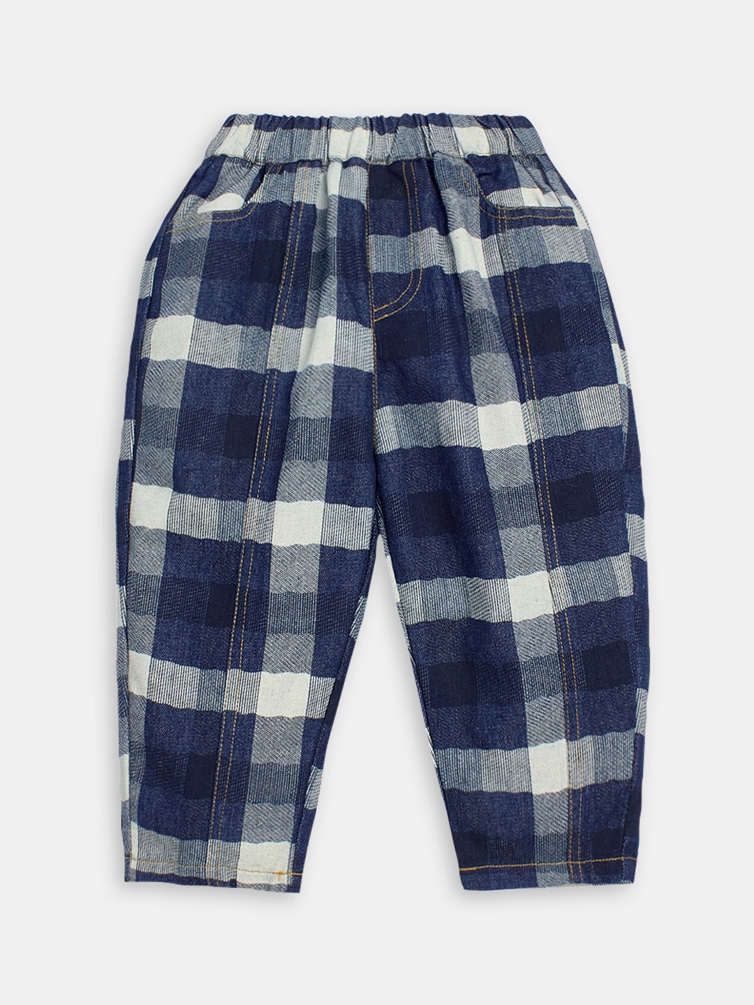 

Hopscotch Boys Checked Elasticated Jeans, Blue