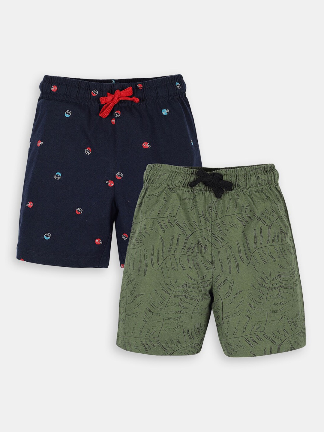 

Hopscotch Boys Pack Of 2 Conversational Printed High-Rise Shorts, Navy blue